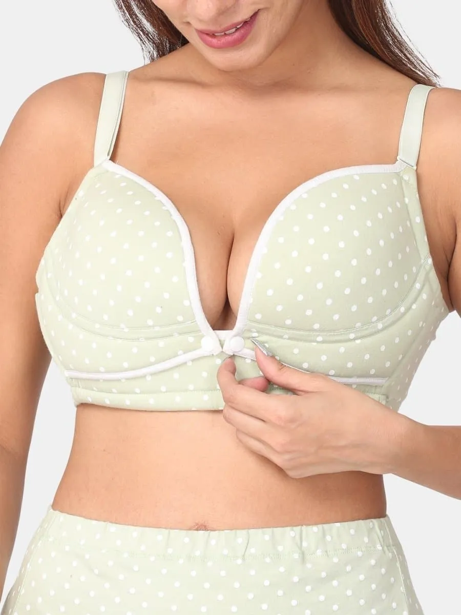 Aqua Polka Dot Front Open Nursing Bra