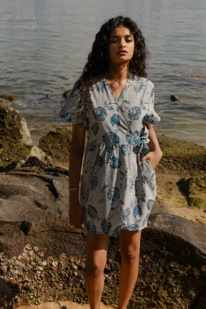 Batik Wrap Dress Mekar Indigo