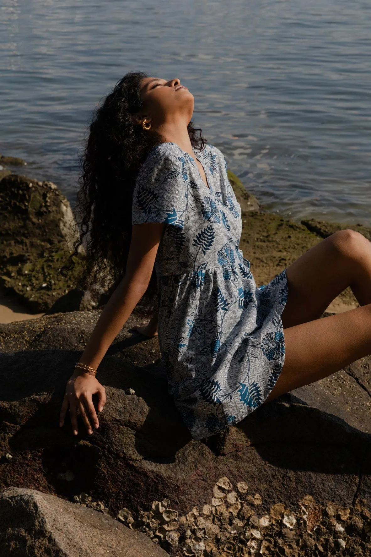 Batik Wrap Dress Mekar Indigo
