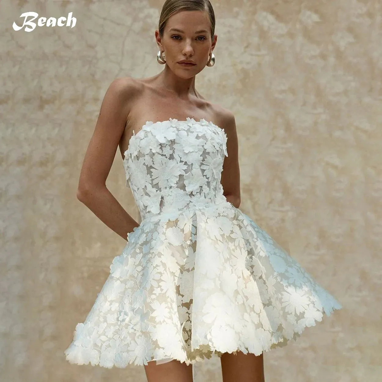 Beach Sleeveless Mini Length Short Wedding Party Dress