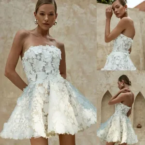 Beach Sleeveless Mini Length Short Wedding Party Dress
