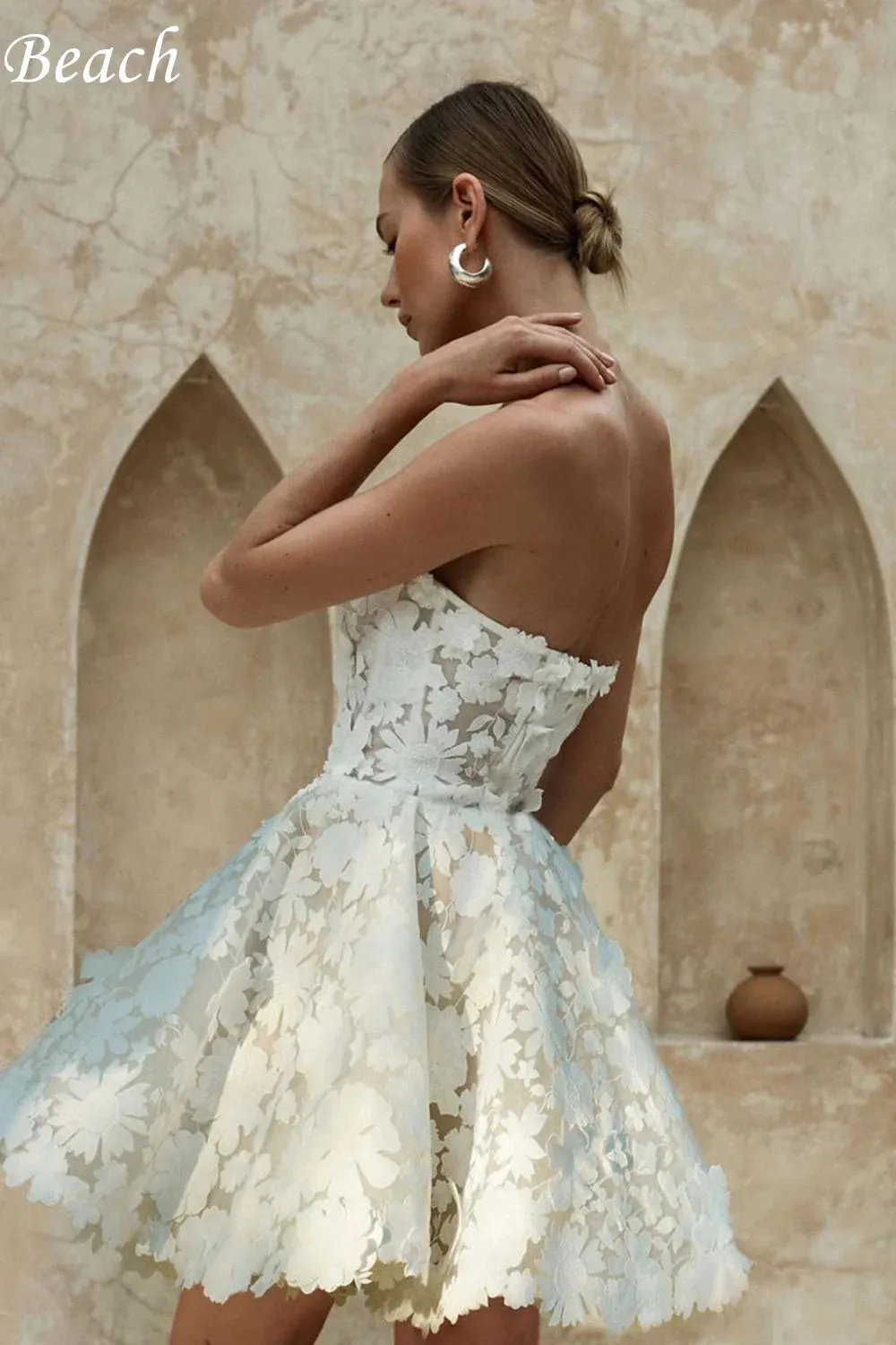 Beach Sleeveless Mini Length Short Wedding Party Dress