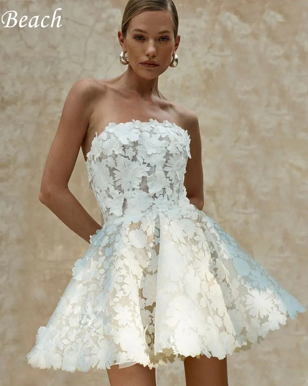Beach Sleeveless Mini Length Short Wedding Party Dress