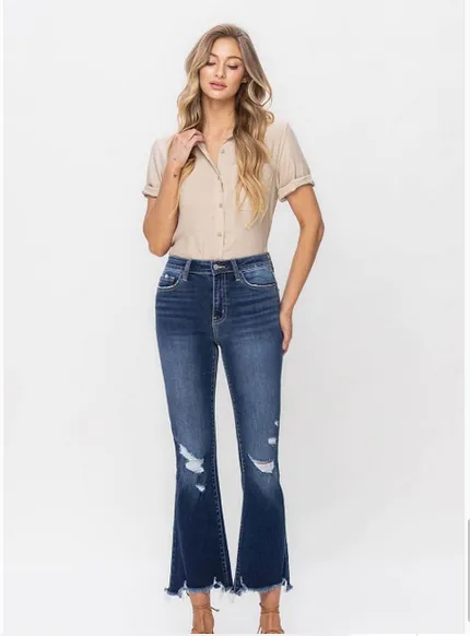 Bella Vervet Cropped Flare Jeans