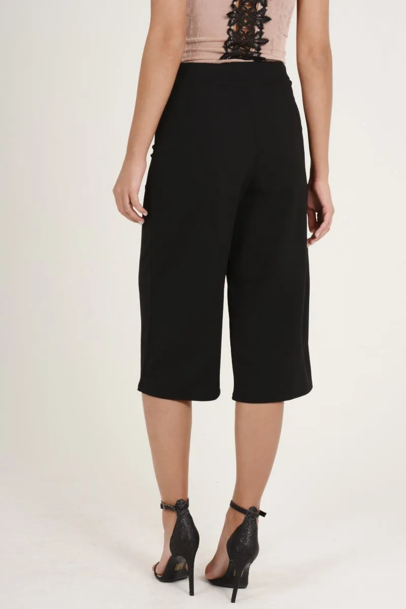 Black High Waisted Cropped Culottes - Tola