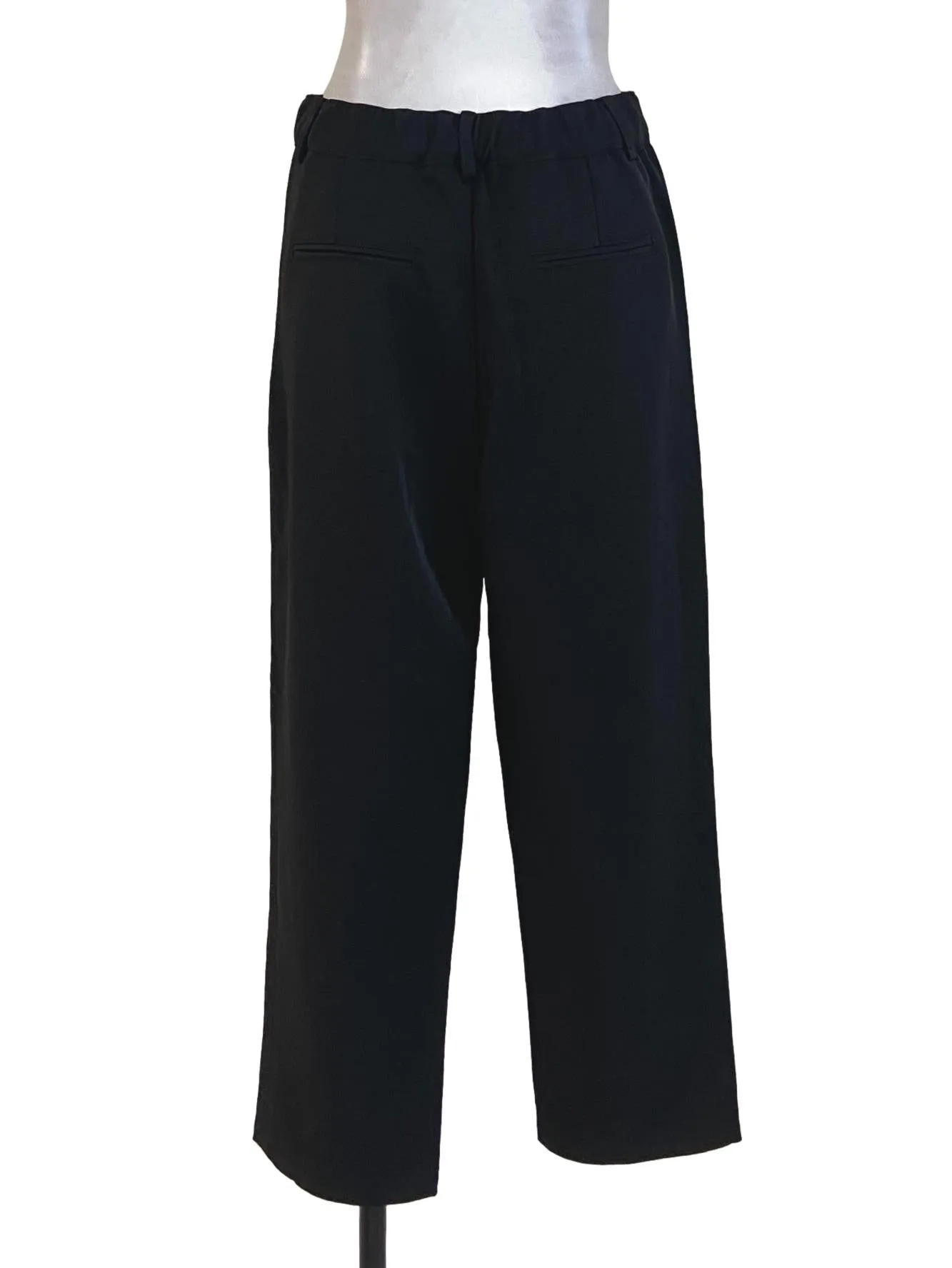 Black Twill Pegged Long Pants