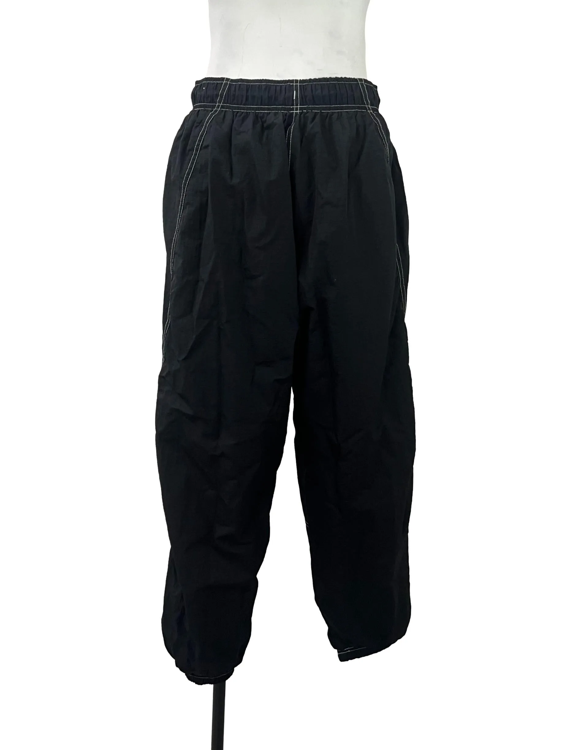 Black White Contrast Stitch Track Pants