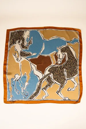 Blue Printed Stampede Polyester Scarf