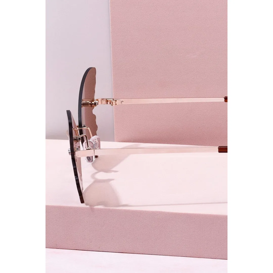 Butterfly Wings Rimless Sunglasses - B