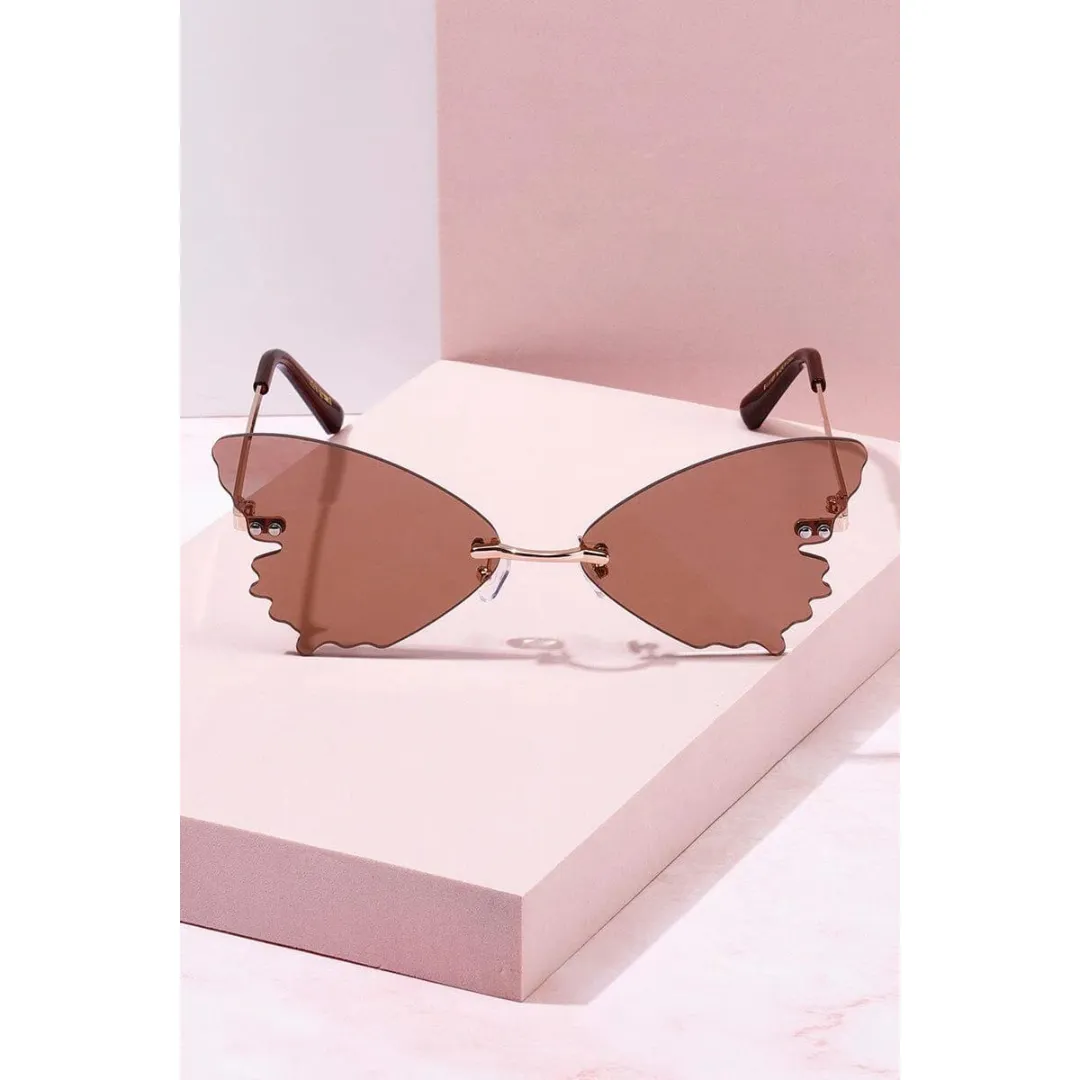 Butterfly Wings Rimless Sunglasses - B