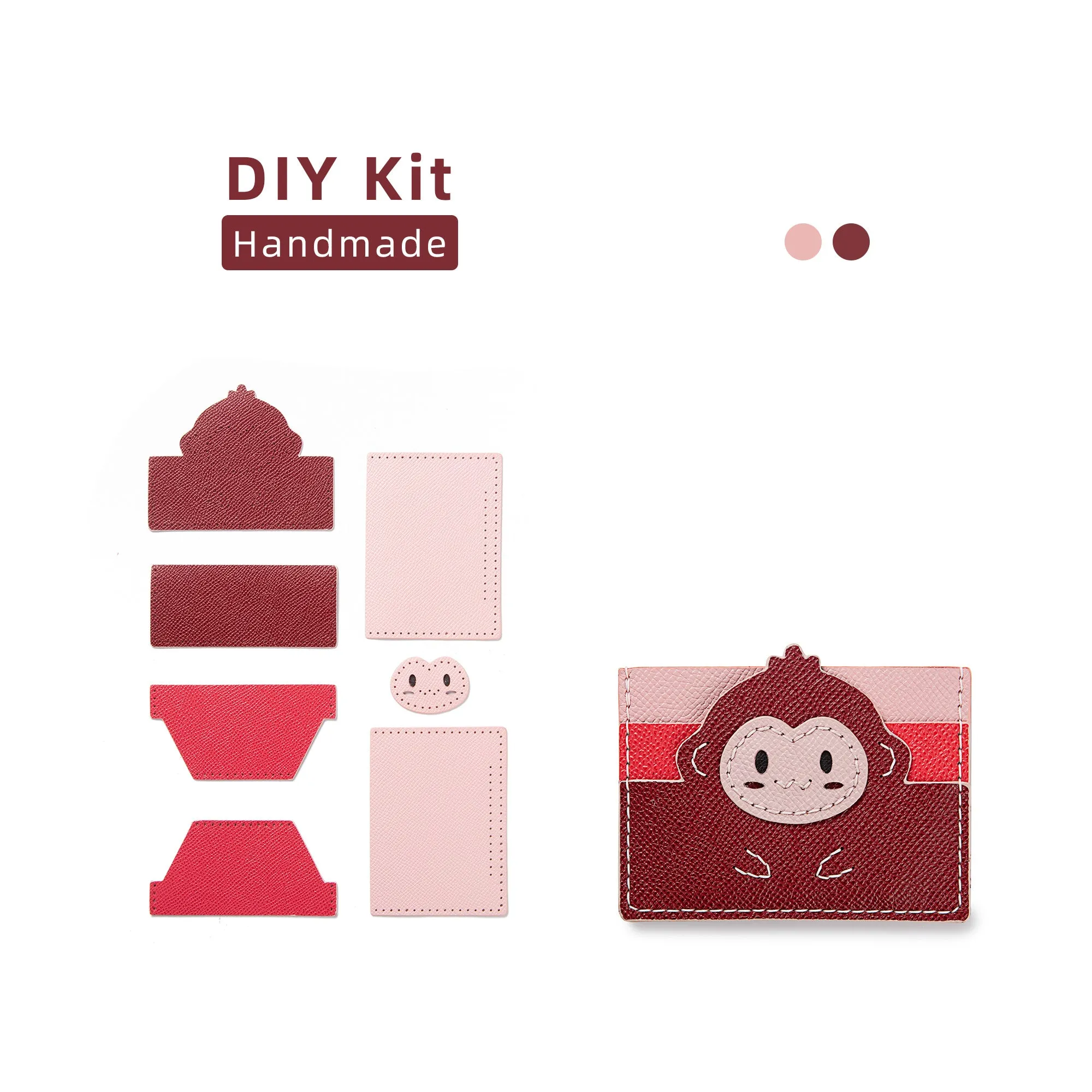 Cartoon Monkey Card Holder Leather Bag Kit