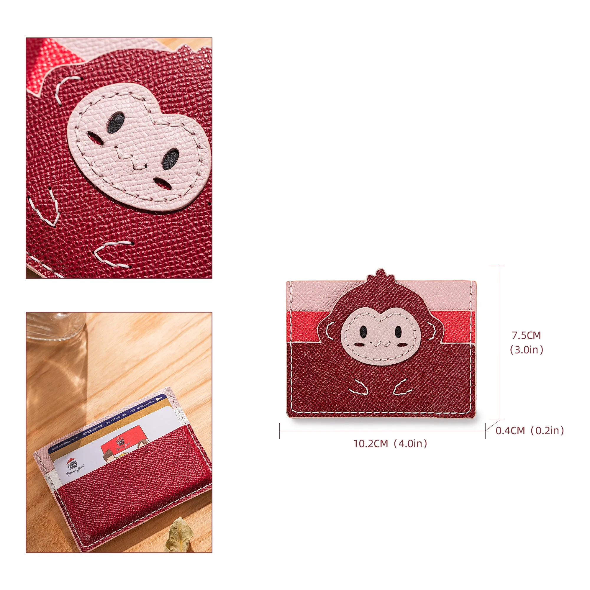 Cartoon Monkey Card Holder Leather Bag Kit