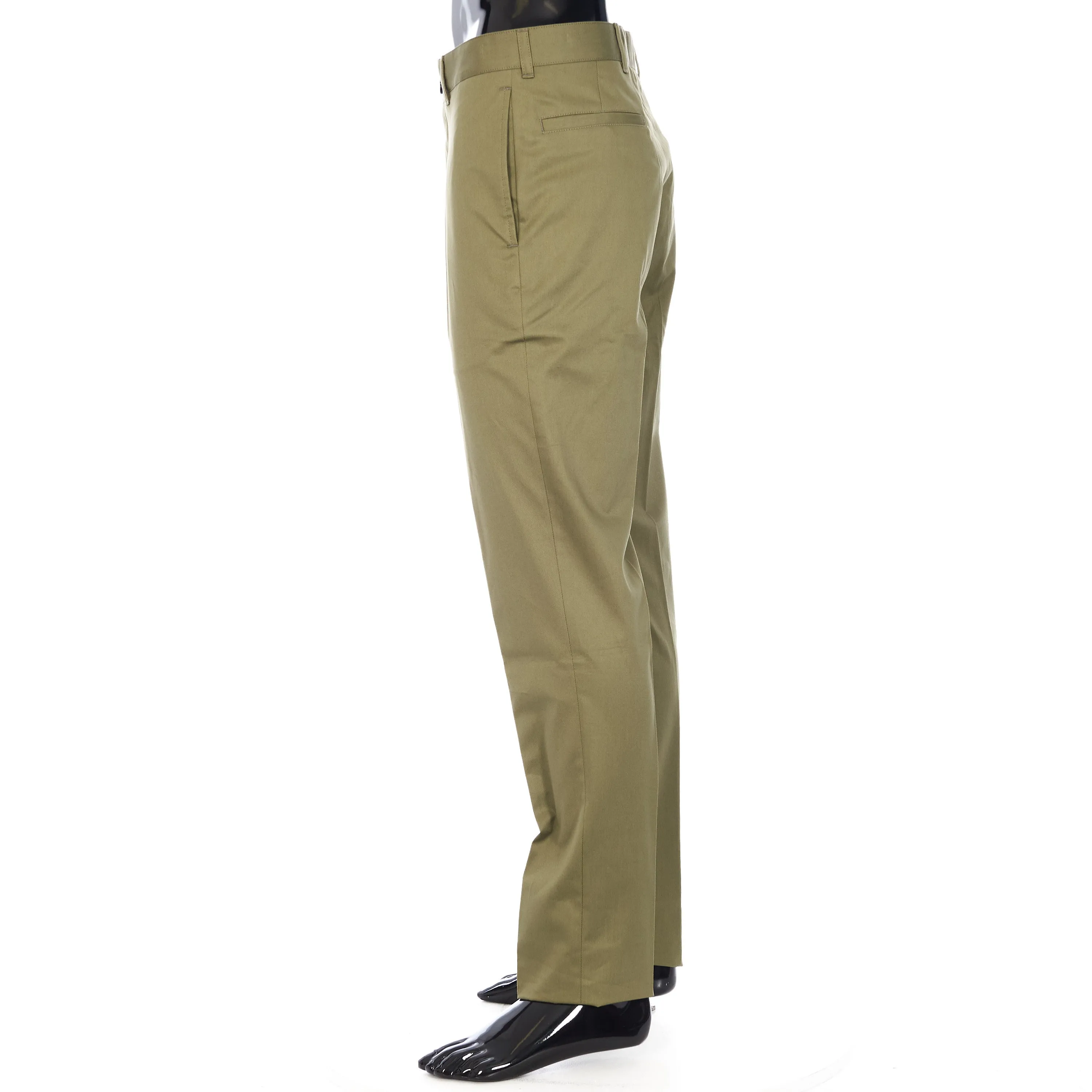 Chino Pants In Khaki Cotton Gabardine & CD Embroidery