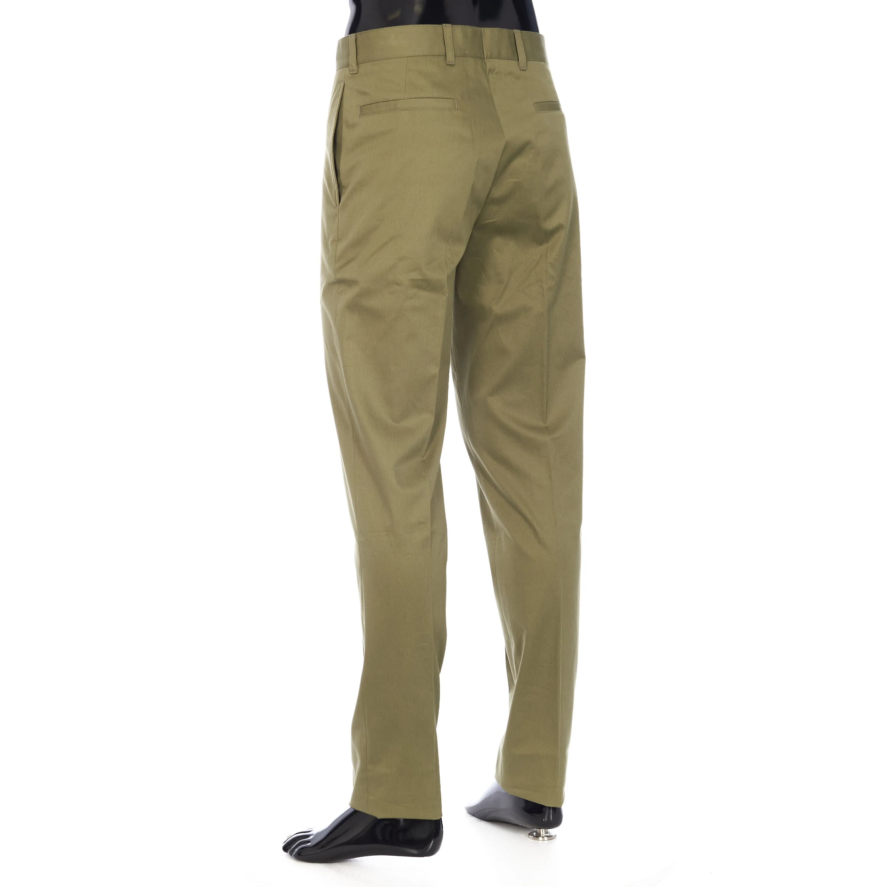 Chino Pants In Khaki Cotton Gabardine & CD Embroidery