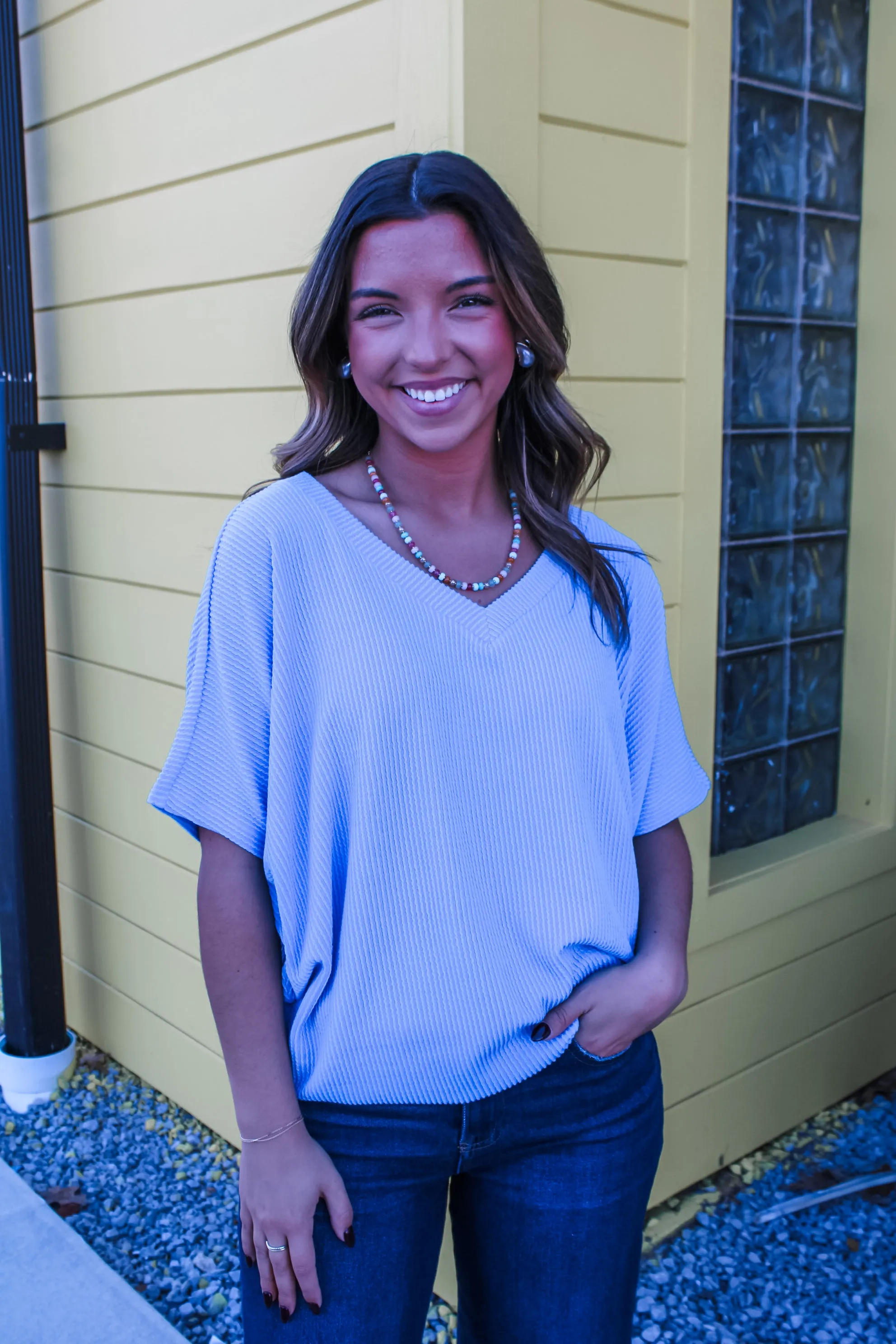Color Crush V-Neck • Blue Daisy