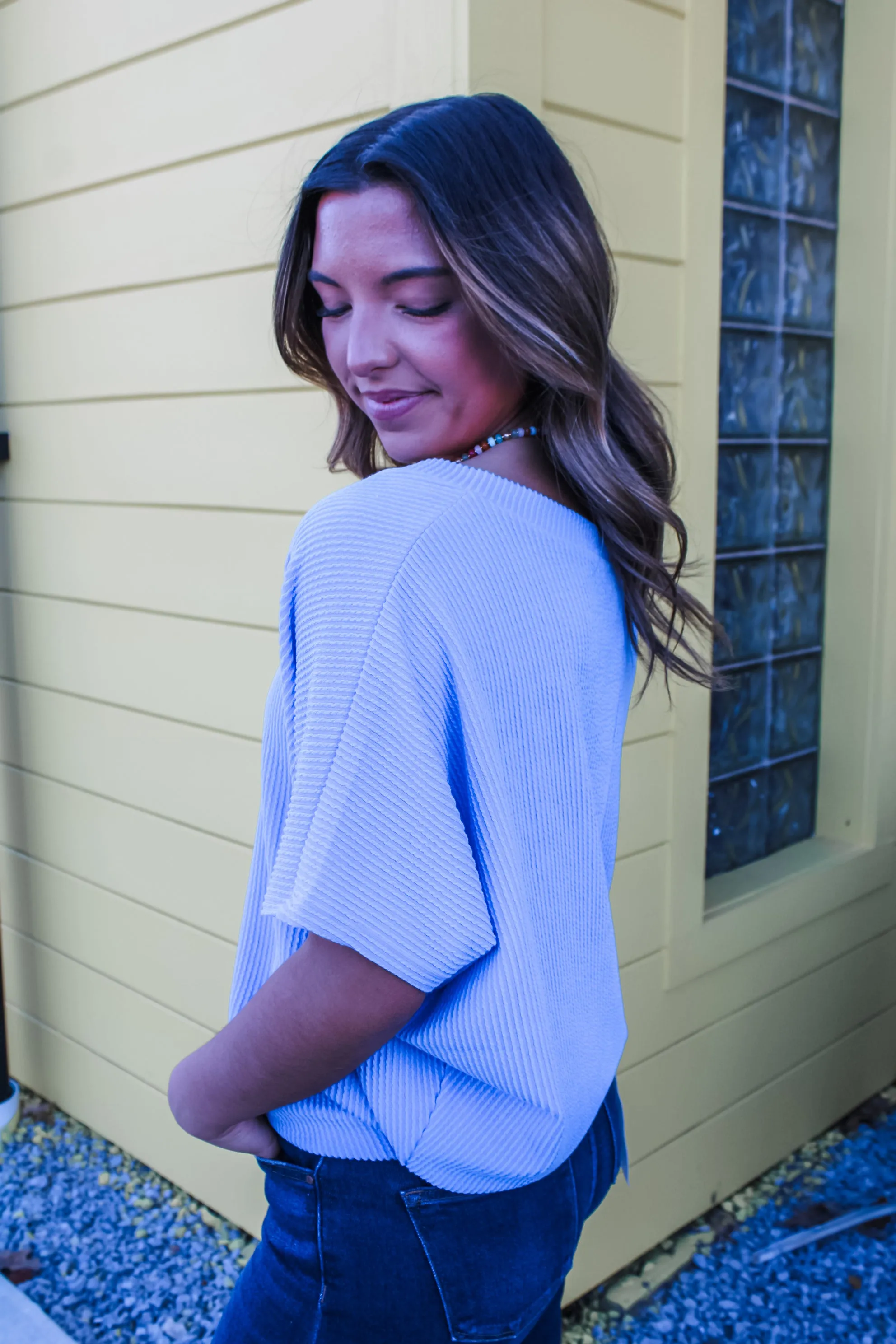 Color Crush V-Neck • Blue Daisy