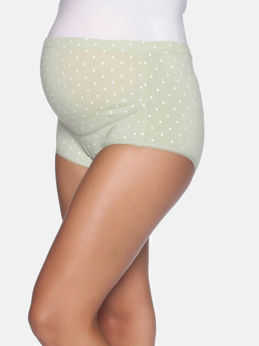 Combo of High Waist Maternity Panty - Aqua Polka Dot and Pink