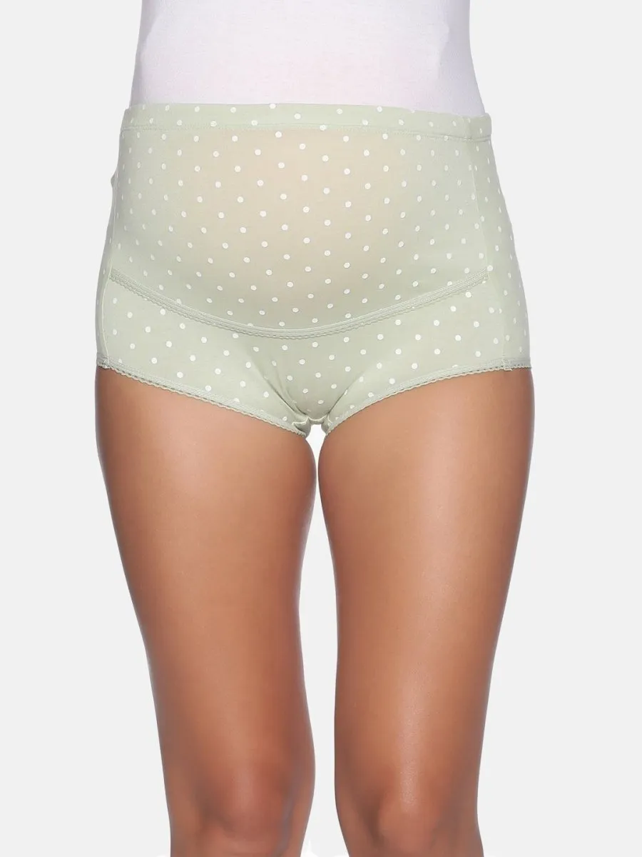 Combo of High Waist Maternity Panty - Aqua Polka Dot and Pink