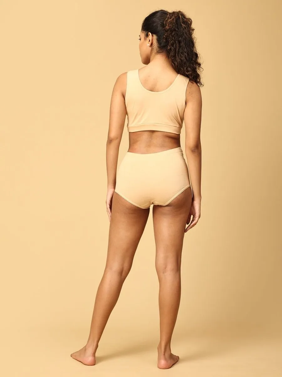 Combo Of Maternity Nursing Sleep Bra and Overbelly Support Panties -Beige
