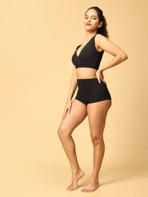 Combo Of Maternity Nursing Sleep Bra and Overbelly Support Panties -Black