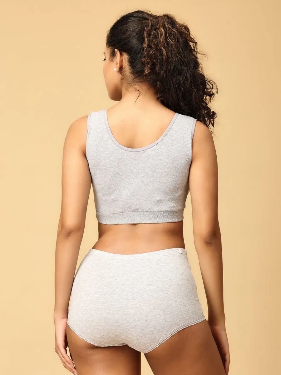 Combo Of Maternity Nursing Sleep Bra and Overbelly Support Panties -Grey