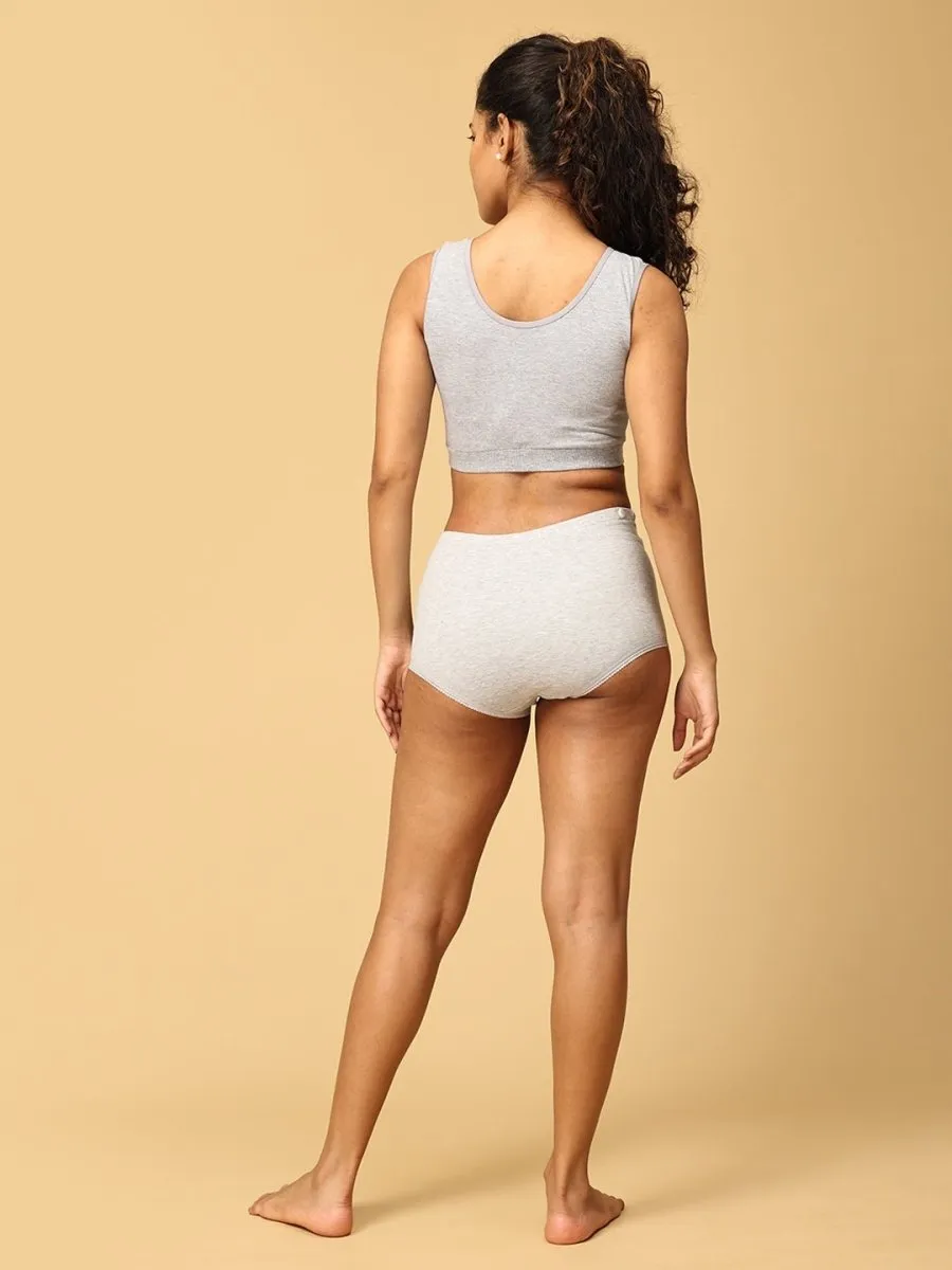 Combo Of Maternity Nursing Sleep Bra and Overbelly Support Panties -Grey