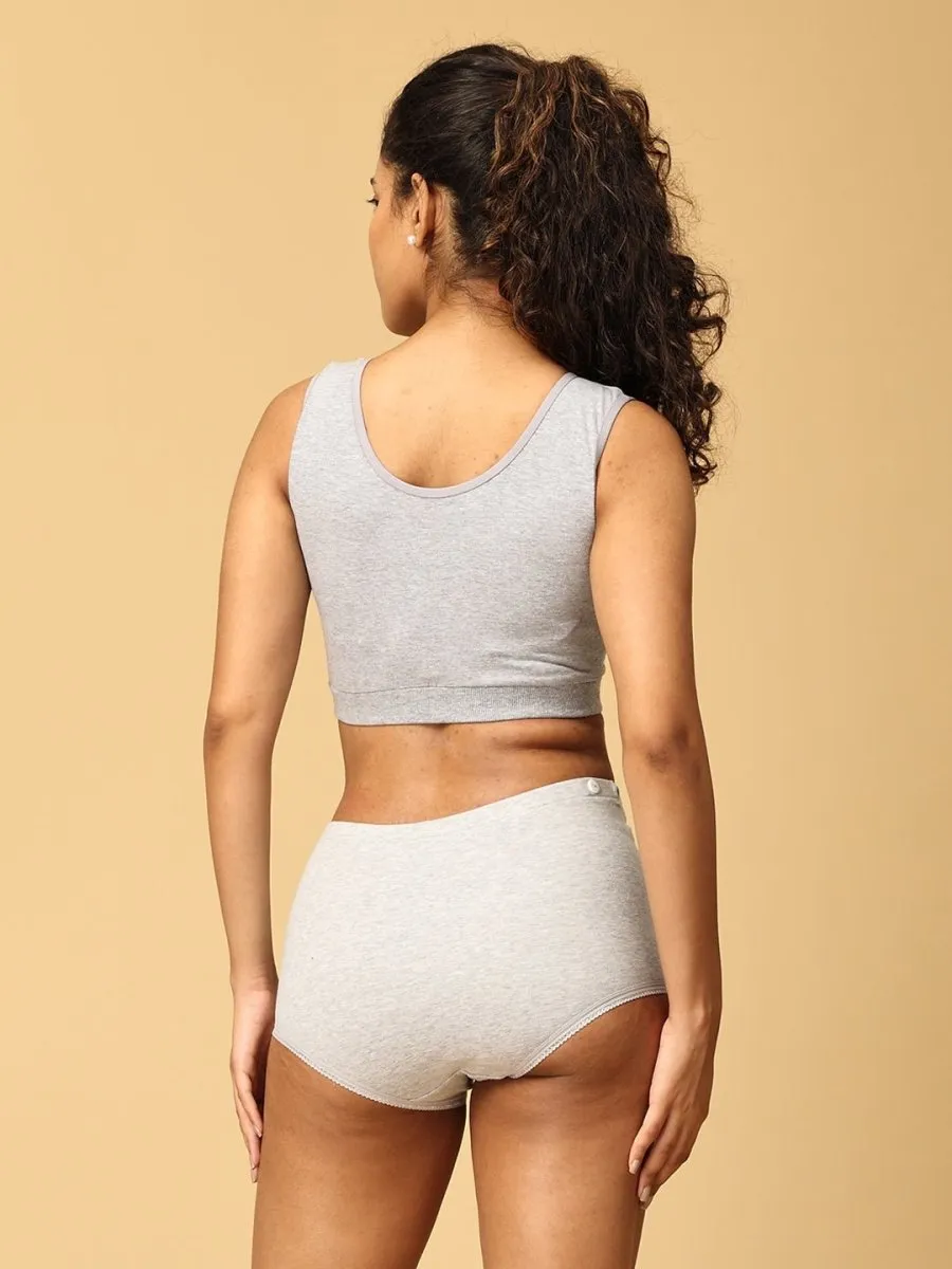 Combo Of Maternity Nursing Sleep Bra and Overbelly Support Panties -Grey