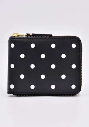 COMME DES GARCONS SA7100PD ZIP WALLET POLKA DOT BLACK