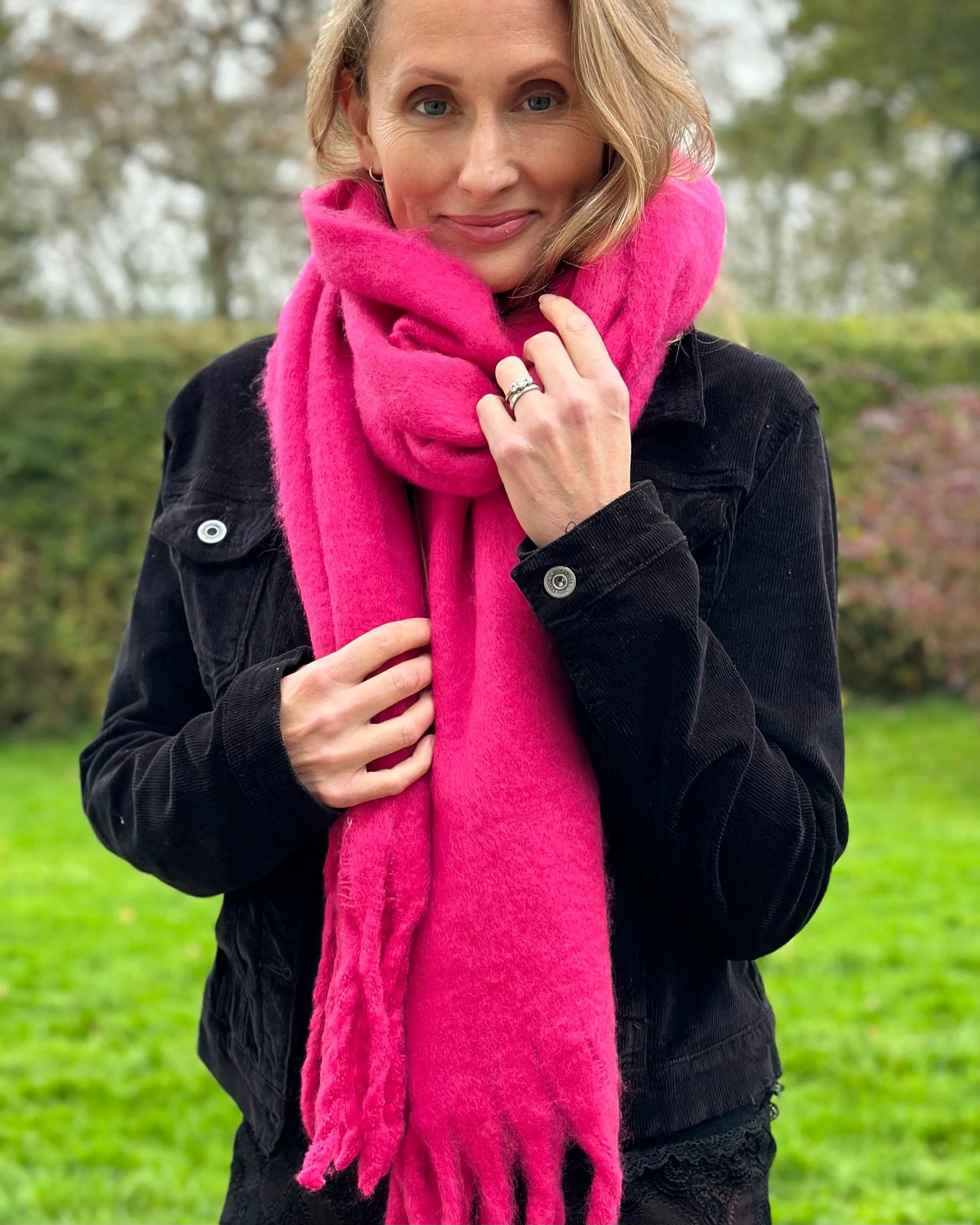 Cosy Plain Winter Scarf - Fuchsia