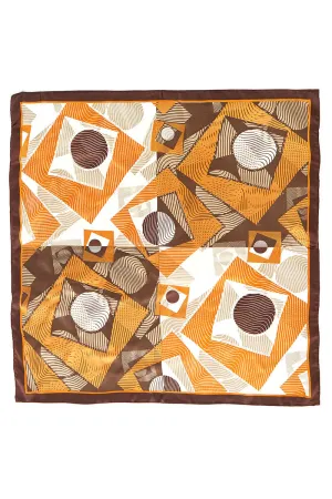 Dizzying Heights Brown  Square Satin Scarf