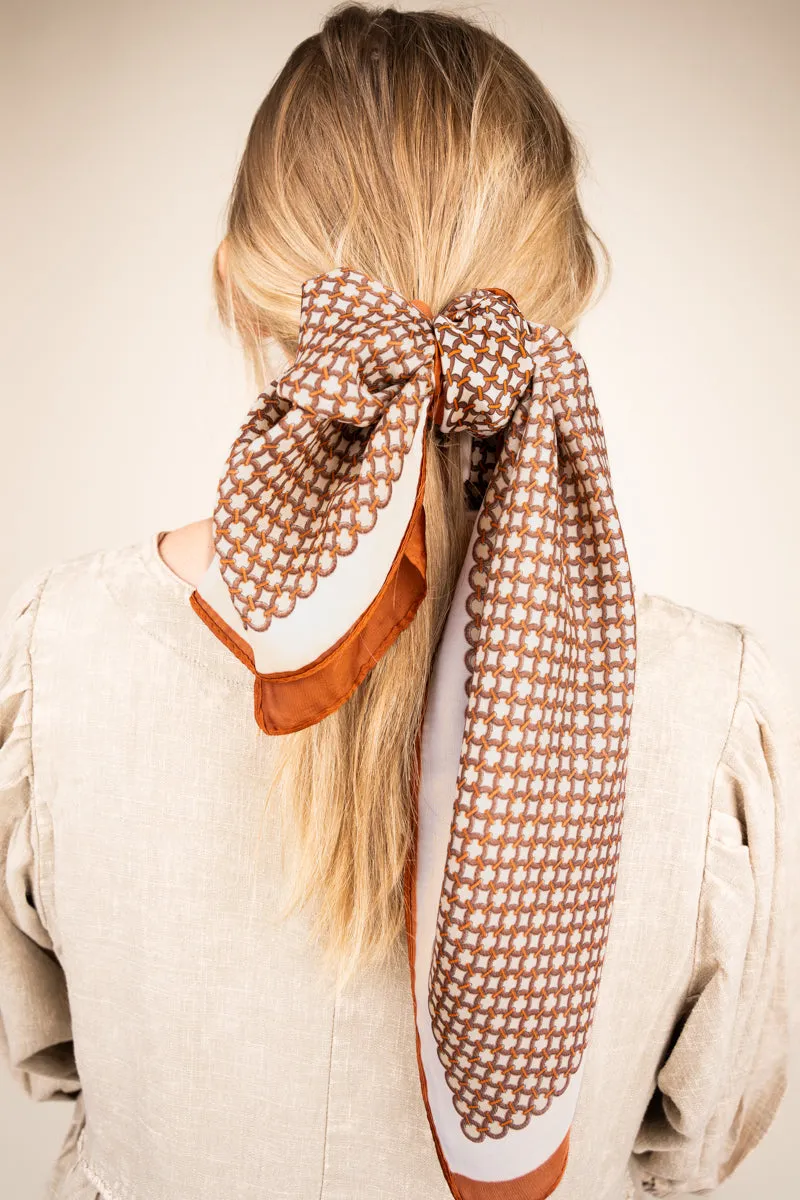 Dizzying Heights Brown  Square Satin Scarf
