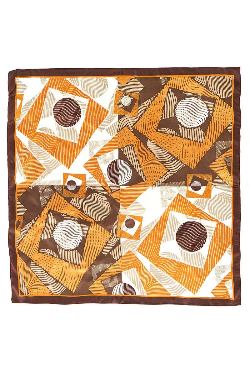 Dizzying Heights Brown  Square Satin Scarf