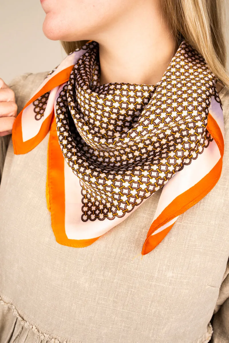Dizzying Heights Brown  Square Satin Scarf