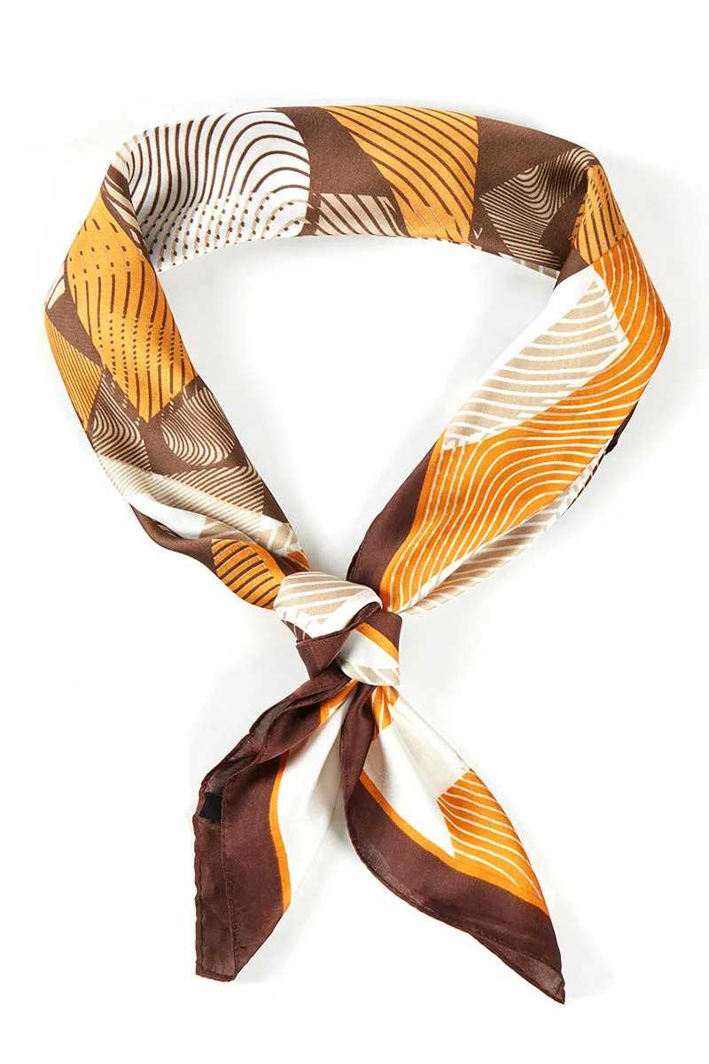 Dizzying Heights Brown  Square Satin Scarf