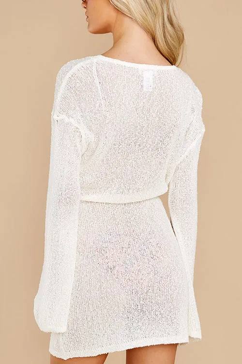 Drawstring Flares Sleeve Cover Up