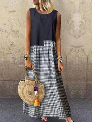Dunnmall Pockets A-Line Casual Cotton-Blend Casualdress