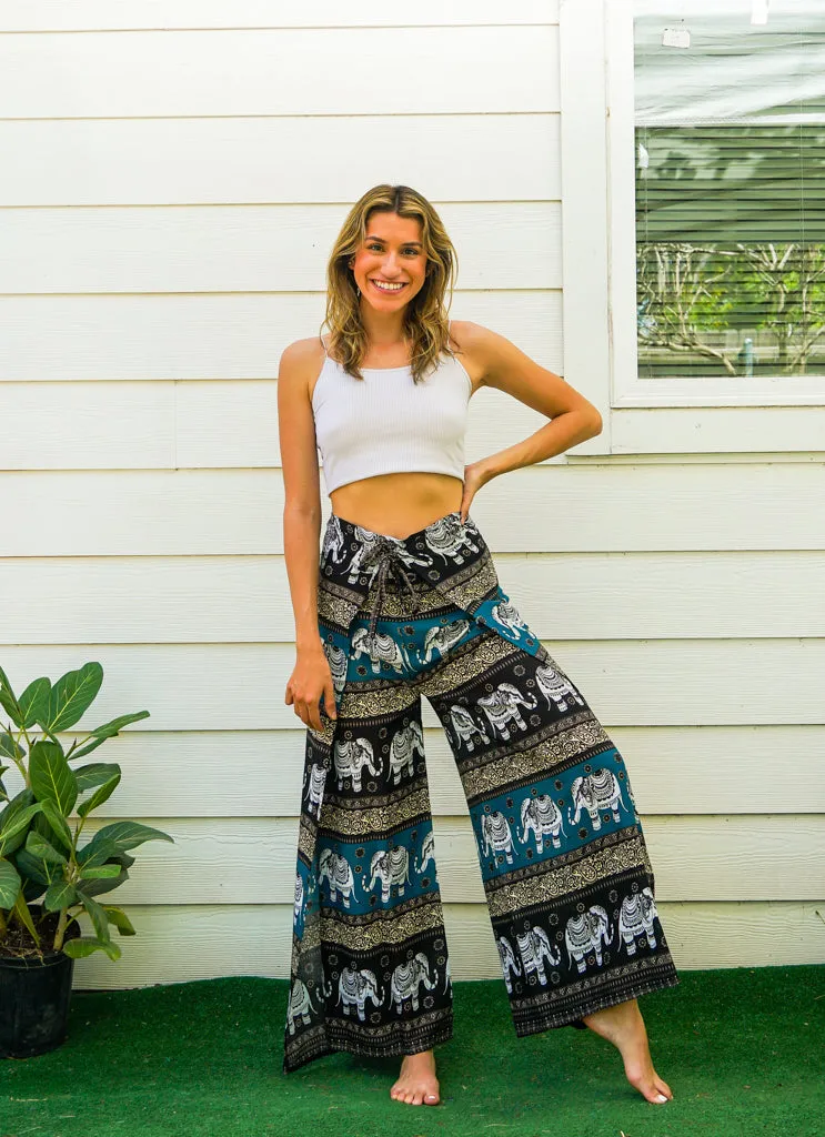 Elephant Parade Palazzo Wrap Pants