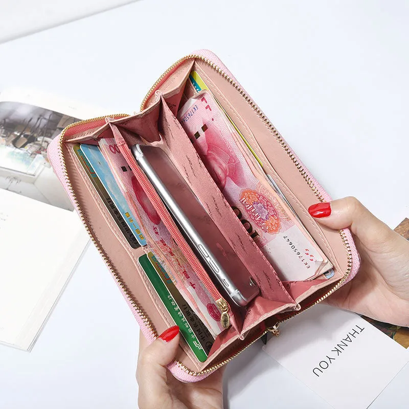 Fashion Butterfly Women Wallet Wrist Handle Phone Case Long Section Money Pocket Pouch Handbag Women's Purse Card Holders 2020