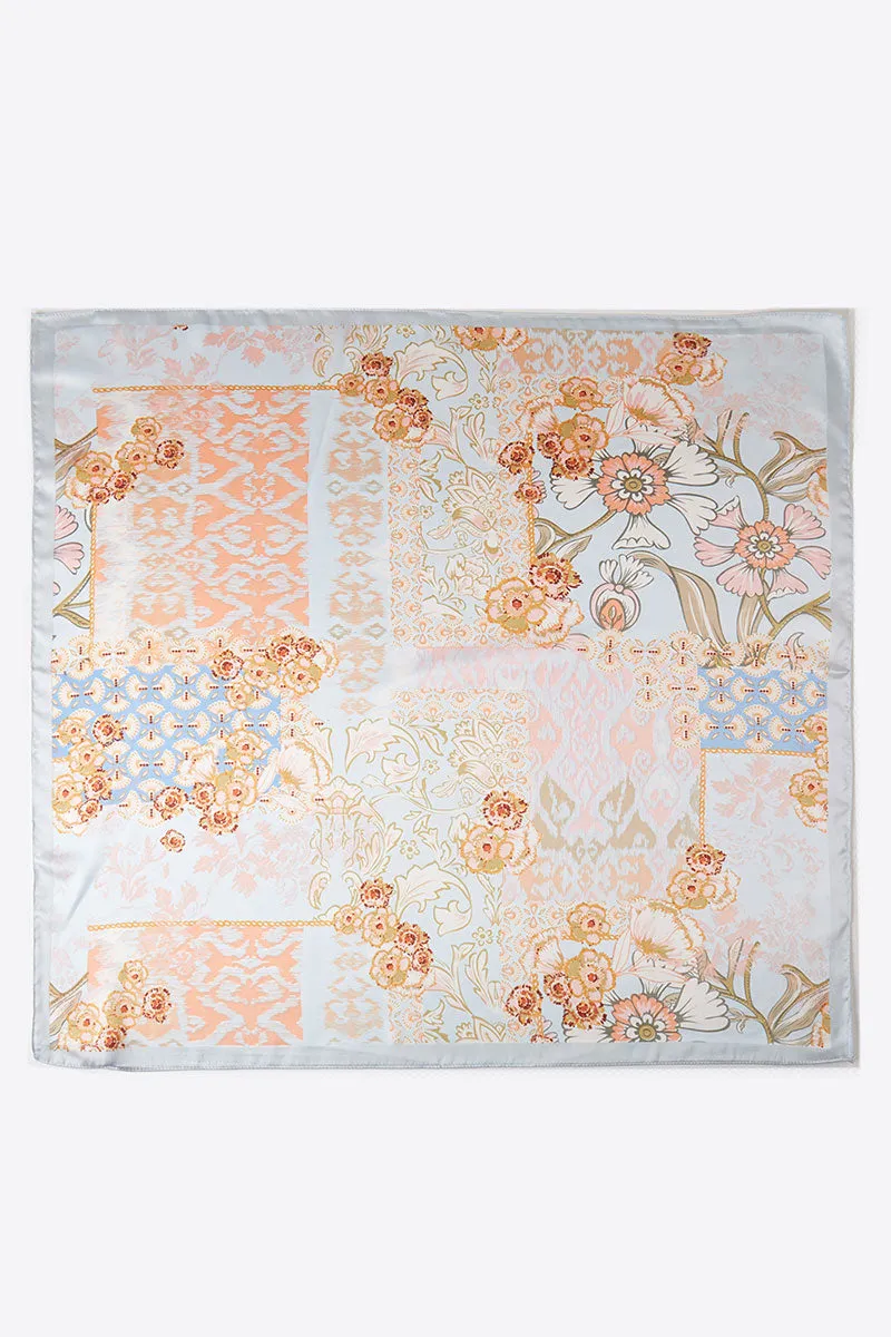 Florence Dream Aqua Square Satin Scarf