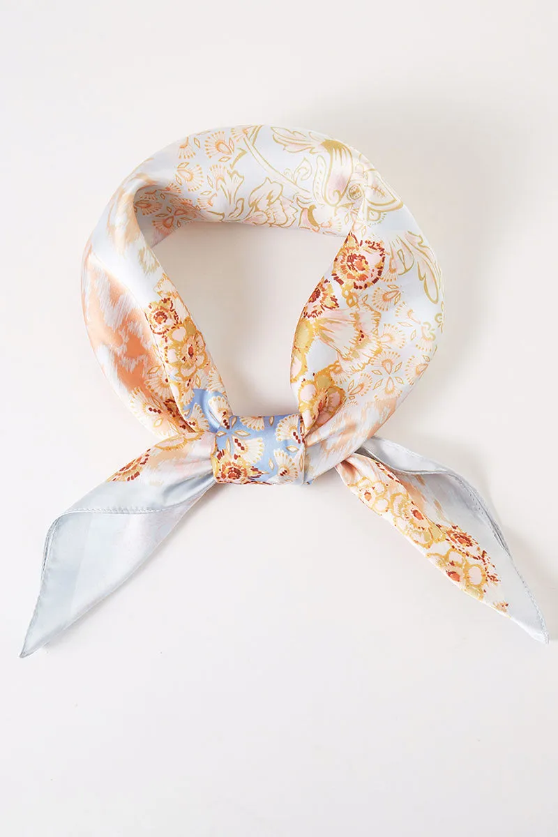 Florence Dream Aqua Square Satin Scarf