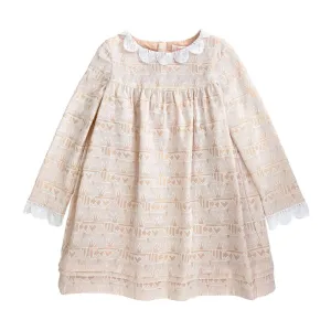 Girls Lotus Trim Dress - Blush