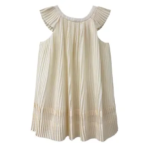 Girls Maryam Pleated Dress - Egret