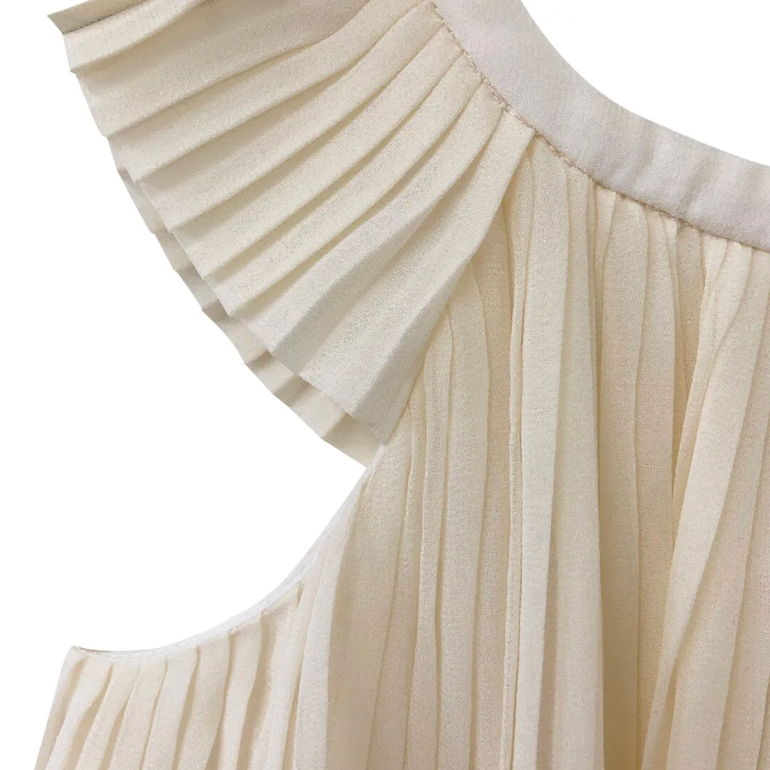 Girls Maryam Pleated Dress - Egret