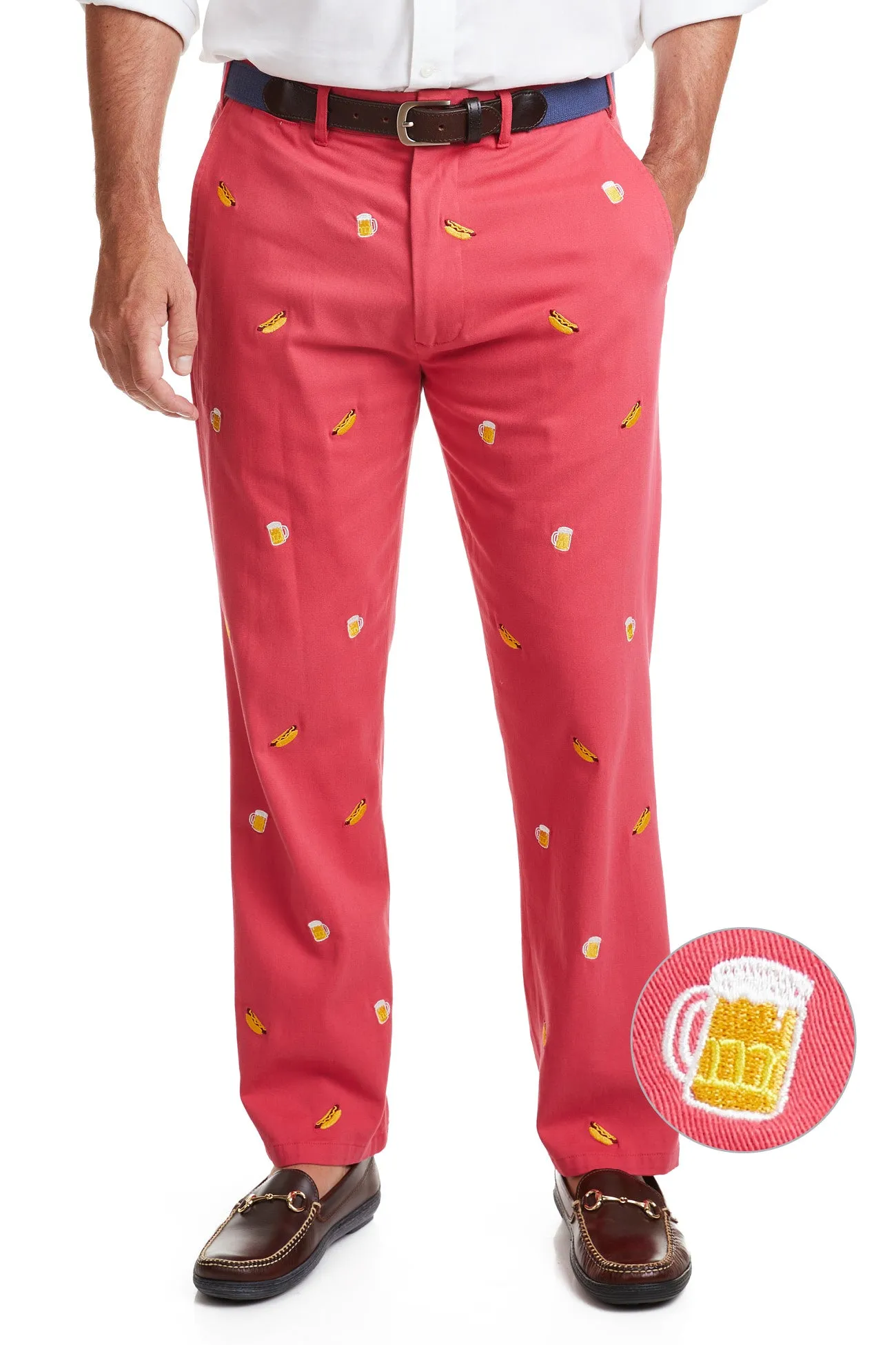 Harbor Pant Hurricane Red with Hot Dog & Beer