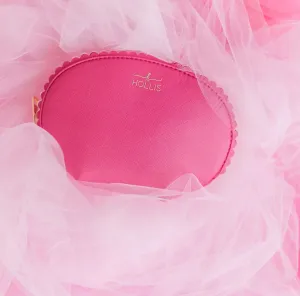Hollis Large Scallop Zip Glam Bag-Hot Pink..