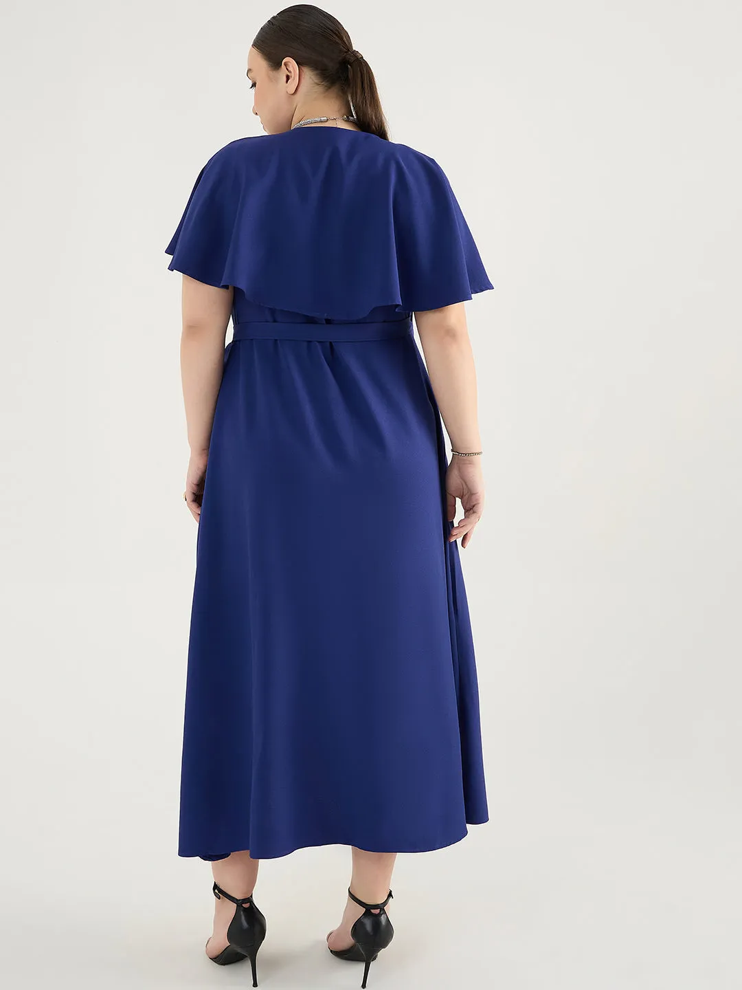 Ink Blue Wrap Formal Maxi Dress