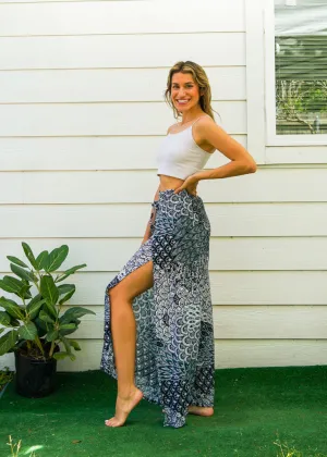 Ivory Peacock Palazzo Wrap Pants