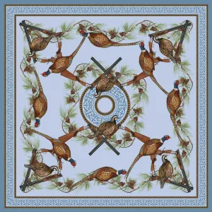 Kevin's Quail & Pheasant with Crossed Guns Silk Scarf