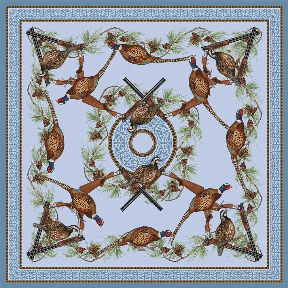 Kevin's Quail & Pheasant with Crossed Guns Silk Scarf
