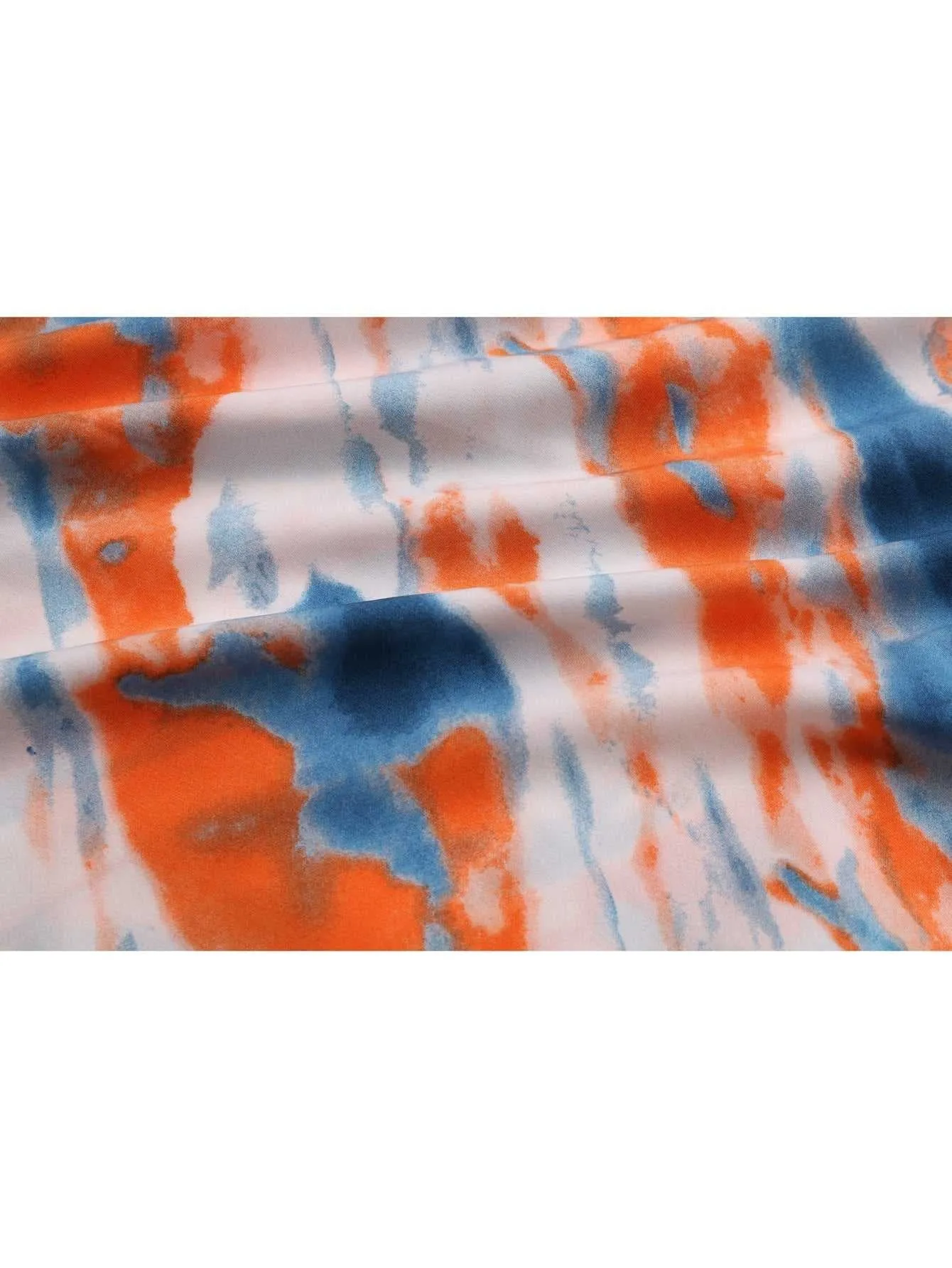 KittenAlarm - tie dye print V neck buttons open front French tea break Dress